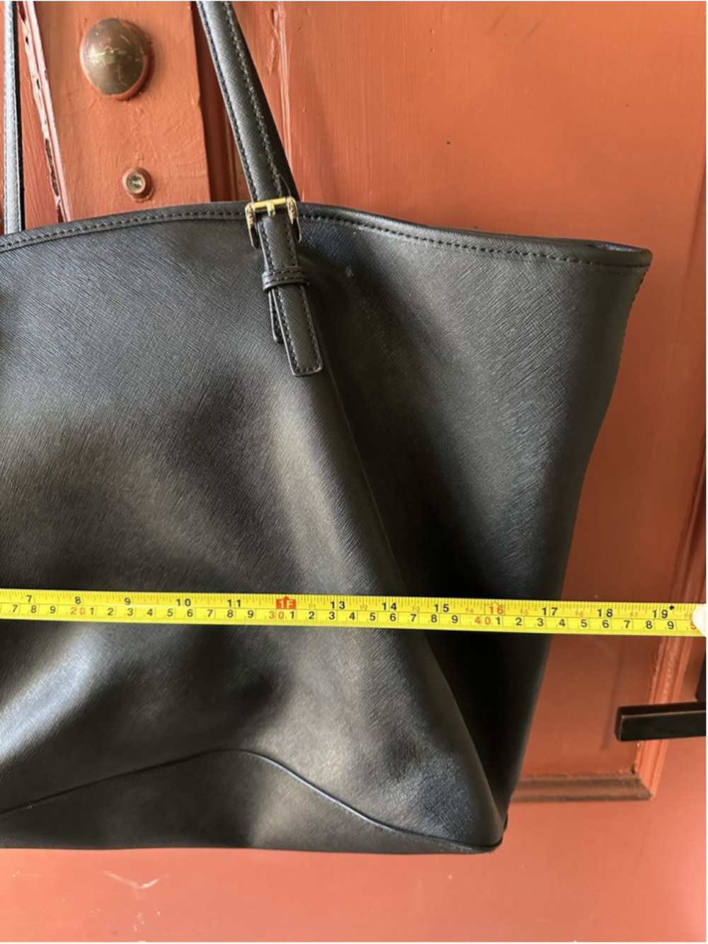 Michael Kors Jet Set Black Saffiano Leather Top Zip Tote Large Shoulder Bag - Picture 6 of 6